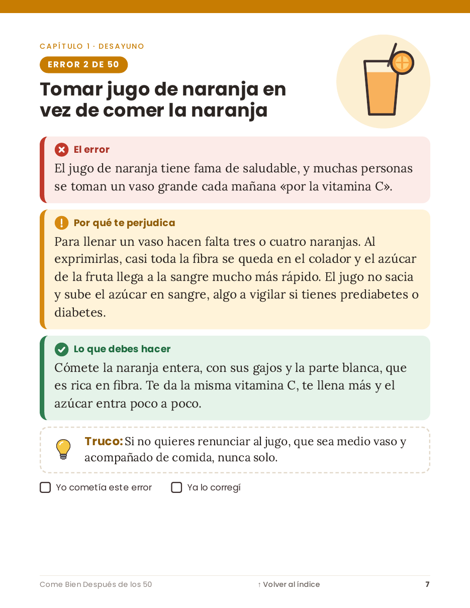 Ejemplo de página interior de la guía
